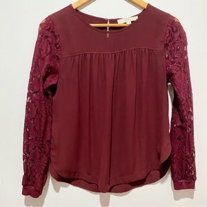 Loft maroon long sleeve blouse | SP